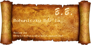 Bohuniczky Béla névjegykártya